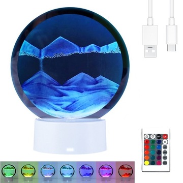3D GŁĘBOKIE MORZE PIASEK OZDOBA DEKORACJA STOŁOWA OBROTOWA KLEPSYDRA RGB