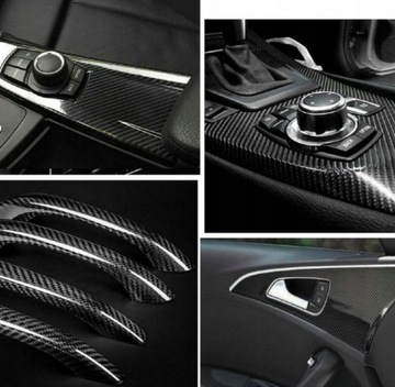 2x УГЛЕРОДНАЯ ФОЛЬГА 5D ЧЕРНЫЙ ШПОН 150x50 КАРБОН