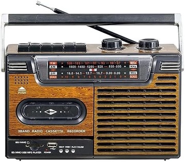 Przeno?ny magnetofon kasetowy, radioodtwarzacz kasetowy retro,