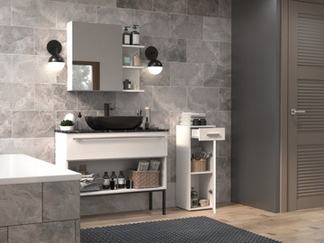 Белый шкаф для ванной комнаты с полкой и ящиком Nel V DS 30x30x85см