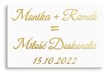 Miłość doskonała tablica weselna personalizowana