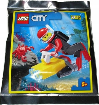 LEGO CITY Nurek + Podwodny Skuter + Krabik + gazetka