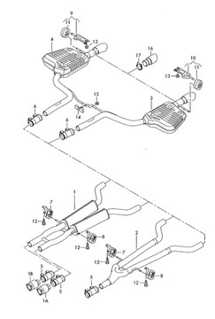 1K0253141G OBJÍMKA PROUŽEK TLUMIČE AUDI A8 D3 4E W12