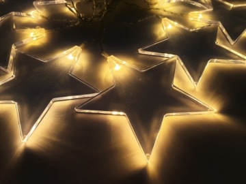 Рождественские елочные гирлянды на батарейках Занавес Занавес 8 светодиодов ЗВЕЗДЫ ЗВЕЗДЫ БЕЛЫЕ