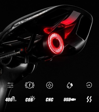 ROCKBROS Q5 USB-C светодиодный задний фонарь для велосипеда 60 лм интеллектуальный стоп-сигнал IPX6