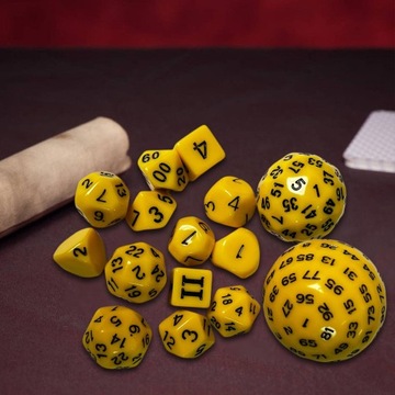 Набор кубиков DND, 15 шт., D100 D60 D30 D24 D20 D16 D12 D10 D8 D7 D5 D4, желтый