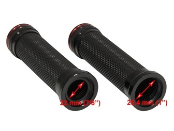 KRÓTKIE KLAMKI MANETKI GRIPY 22 mm motocykl czarne