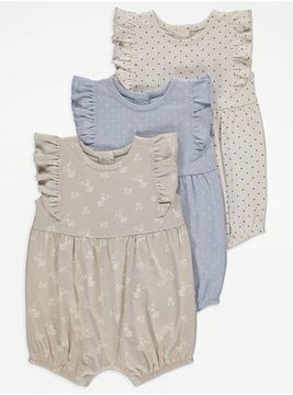 george_80-86_ BAWEŁNIANY RAMPERS_ROMPER_3 pack_ new