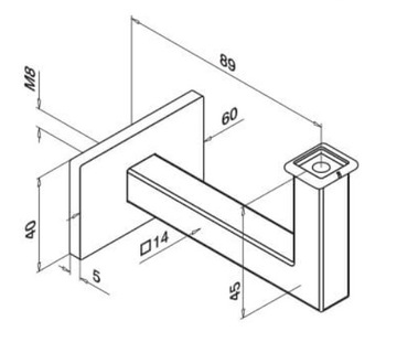 B-3000 Poręcz ścienna nierdzewna 300cm centralny