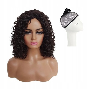 Peruka czarna loki afro MATOWA czepek