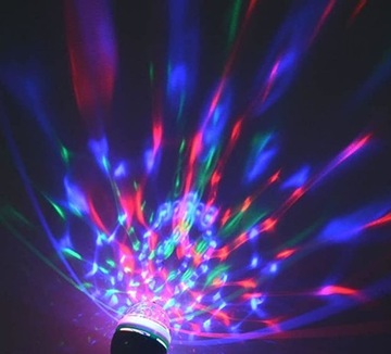 E27 ЛАМПОЧКА ВРАЩАЮЩИЙСЯ ДИСКОШАР СВЕТОДИОДНЫЙ RGB МОЩНЫЙ ПРОЕКТОР СТРОБОСКОП