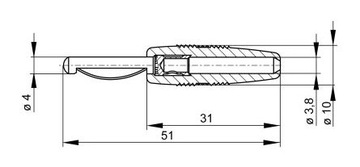 Изолированная вилка 4 мм с пружиной, 30А, синяя, VON 30 BL