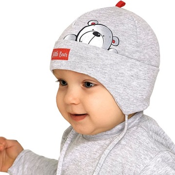 CZAPKA CHŁOPIECA WIĄZANA BAWEŁNA MIŚ r 44 46
