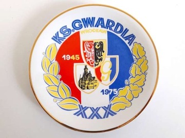 Фарфоровая тарелка XXX лет Гвардия Вроцлав 1945-75 гг.