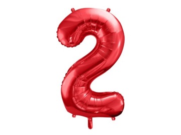 Balony cyfry, cyfra 2, czerwona, 86cm