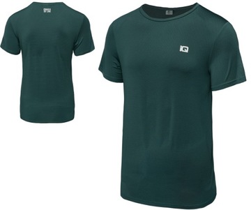 Koszulka treningowa męska IQ zieleń butelkowa sportowa Tshirt odblask L