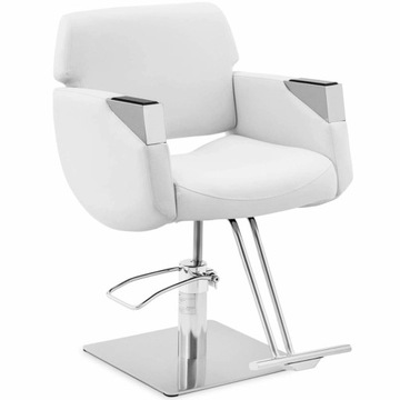 FOTEL FRYZJERSKI Z PODNÓŻKIEM - 880-1030 MM - 200 KG - SREBRNY, BIAŁY