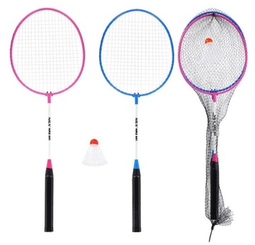 НАБОР СТАЛЬНЫХ РАКЕТОК 2 шт. для БАДМИНТОНА, ТВЕРДЫЙ + СТАВКА