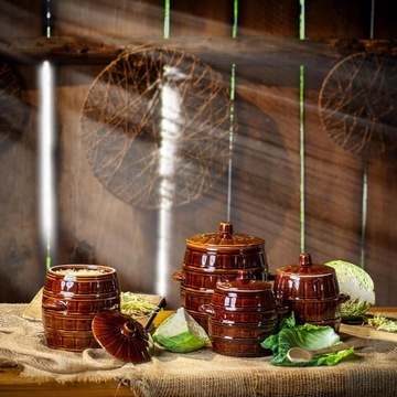 ГАРМЕННАЯ БОЧКА ДЛЯ КОПАСТЫ, ОГУРЦОВ, КЕРАМИЧЕСКАЯ КРЫШКА, 3,2 Л