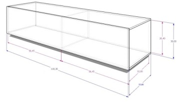Подвесная тумба под телевизор, комод, глянцевый, белый 120