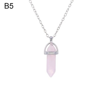 Natural Stone Crystal Necklaces Hexagonal Bullet