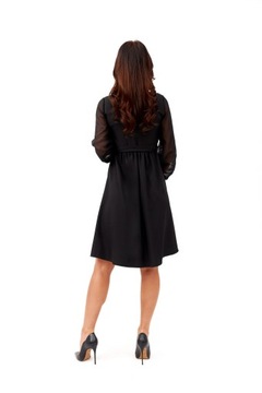 Элегантное платье для беременных и кормящих мам с шифоновыми рукавами, завязанное, черное