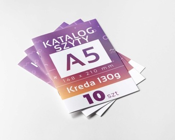 Katalog reklamowy A5 szyty 8 STRON Kreda 130g Broszura druk CMYK 10 szt