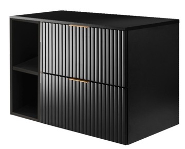 Czarna Szafka Łazienkowa pod Umywalkę 80 Modne RYFLOWANE fronty MDF BLAT!