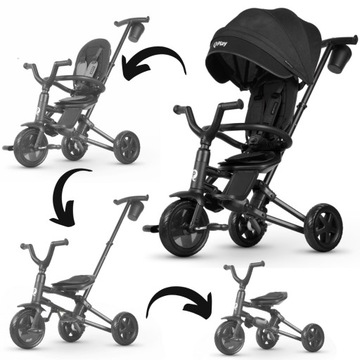 Rowerek Trójkołowy wózek 4w1 produkt GROW UP Nova Niello Qplay Czarny