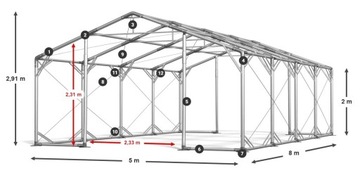 Namiot Budowlany 5x8m Garaż DAS 560 PP