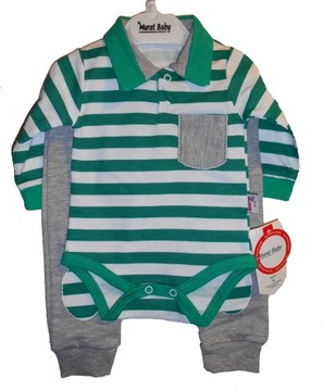 Komplet body z kołnierzykiem spodenki 74 / 9 m