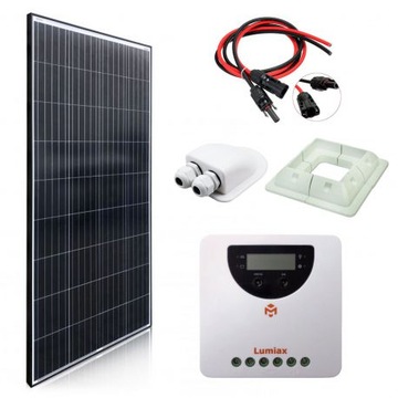 ZESTAW KOMPLET ZASILANIA SOLARNEGO NA KAMPERA PRZYCZPĘ ŁÓDŹ Panel słoneczny