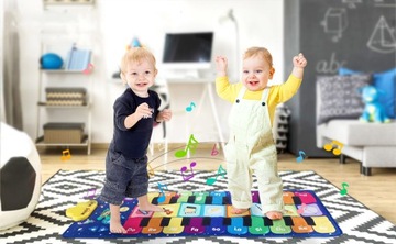 MATA MUZYCZNA GRAJĄCA PIANINO INTERAKTYWNA DŹWIĘK INSTUMENTÓW DUŻA 120*48CM