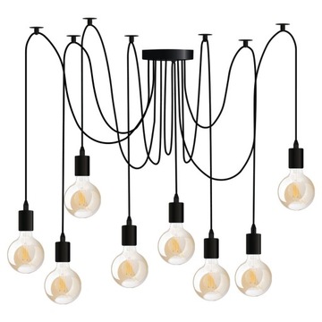 Lampa wisząca sufitowa PAJĄK 8 ramiona do LED 8x E27 LOFT żyrandol