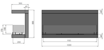 Biokominek wkład do zabudowy Inside 100cm typC nr3