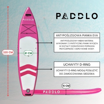НАДУВНАЯ ДОСКА SUP PADDLO НАБОР ВЕСЛ ДЛЯ ПЛАВАНИЯ 320 СМ