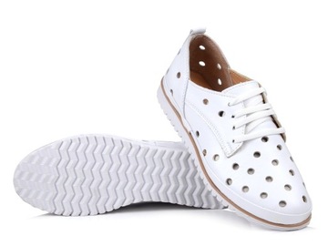 Buty damskie skórzane białe sznurowane ażurowe Loretta Vitale 564 39