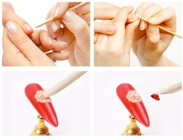 PATYCZKI DO SKÓREK MANICURE PEDICURE DREWNIANE 10 szt 9,5cm dł