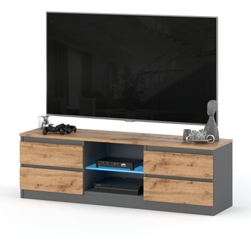 Szafka RTV LUX ANTRACYT/WOTAN Szafka Stojąca 4 szuflady Stolik pod TV 138cm