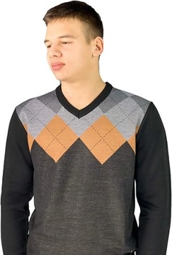 Y2895 Pierre Cardin V-Neck Argyle Knitted Jumper SWETER MĘSKI M