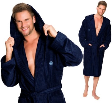 DŁUGI BAMBUSOWY SZLAFROK MĘSKI Z KAPTUREM XXL