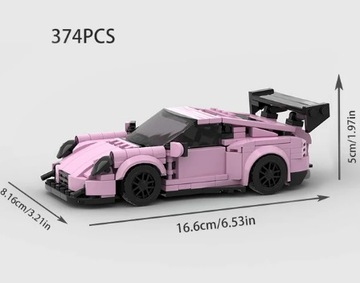 НАБОР PORSCHE 911 PINK ИЗ 374 СТРОИТЕЛЬНЫХ БЛОКОВ! Подарочная упаковка!