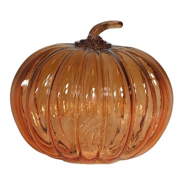 FIGURKA DYNIA SZKLANA LED LAMPION OZDOBNY DEKORACJA JESIENNA NA HALLOWEEN