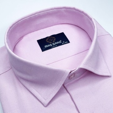 Elegancka różowa koszula męska z lycrą o delikatnej strukturze SLIM-FIT