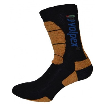 Skarpety robocze górskie bawełniane wzmacniane kevlar 43-46 czarno-żółte