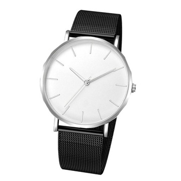 Zegarek sportowy Luksusowy 4-centymetrowy analogowy zegarek na rękę Wodoodporny czarny pasek z białą tarczą