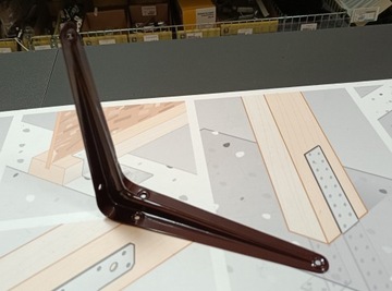 КРОНШТЕЙН УГЛОВОЙ ОПОРЫ ПОЛКА К ПОЛКЕ КОРИЧНЕВЫЙ МЕТАЛЛ 175x150MM