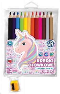KREDKI OŁÓWKOWE JUMBO JEDNOROŻEC 12 KOLORÓW