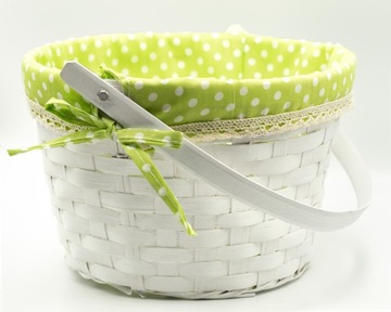 ПАСХАЛЬНАЯ БАМБУКОВАЯ ПОДАРОЧНАЯ КОРЗИНА С БЕЛОЙ РУЧКОЙ С МАТЕРИАЛОМ