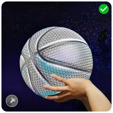 PIŁKA DO KOSZYKÓWKI KOSZA ŚWIECĄCA HOLOGRAFICZNA BŁYSZCZĄCA PIŁKA